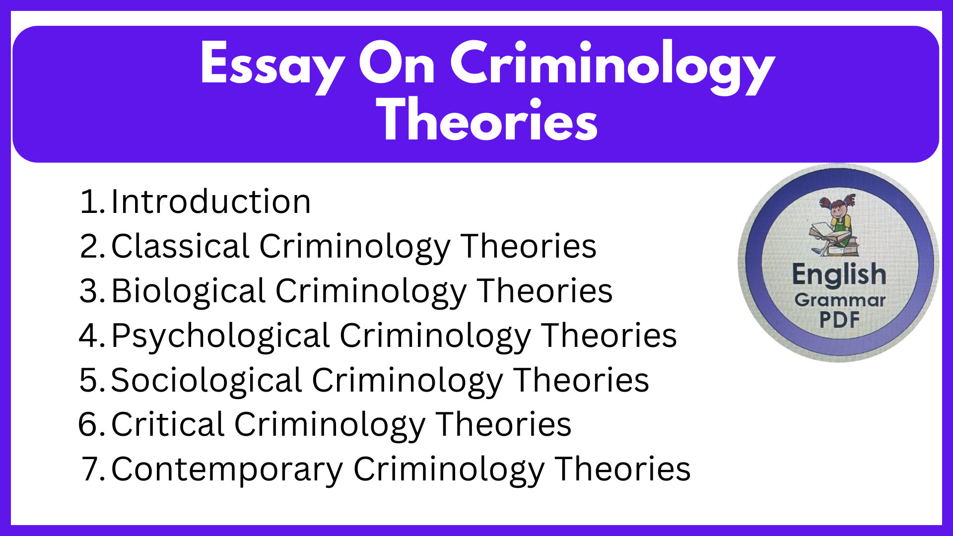 Essay On Criminology Theories