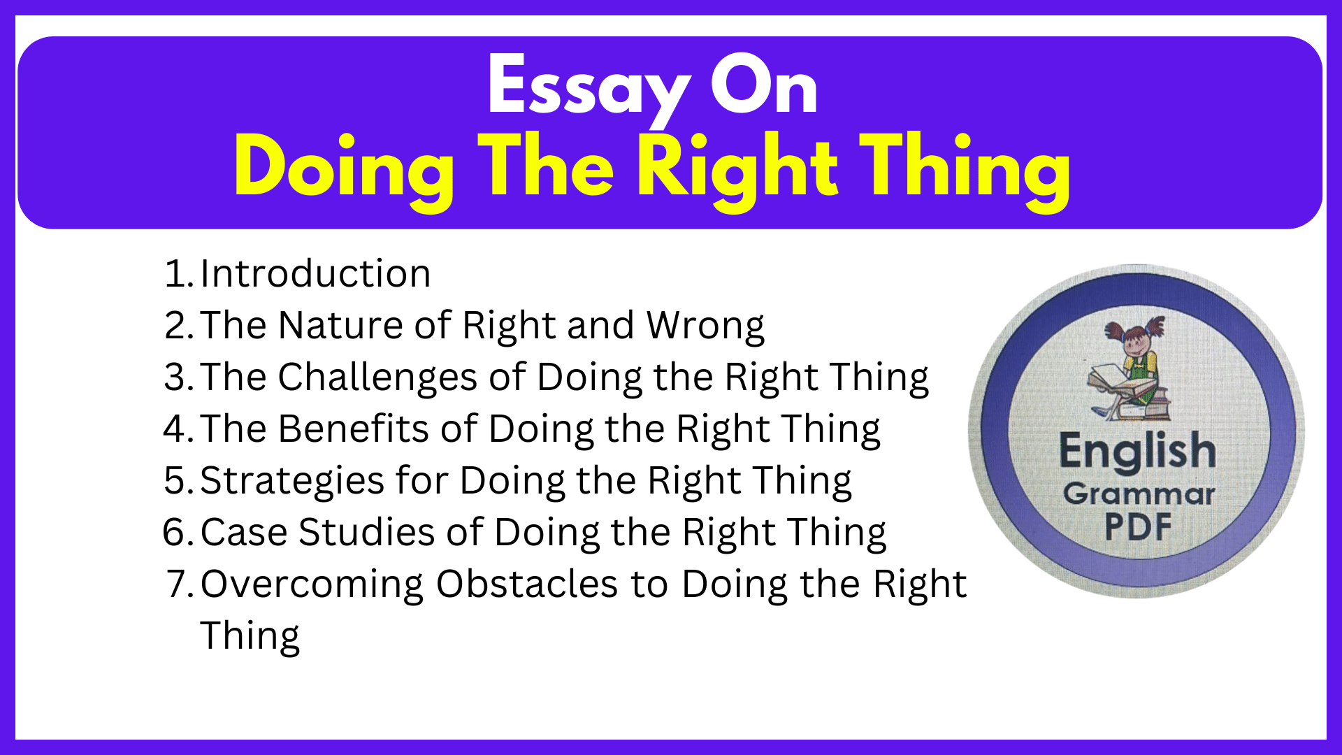 Essay On Doing The Right Thing