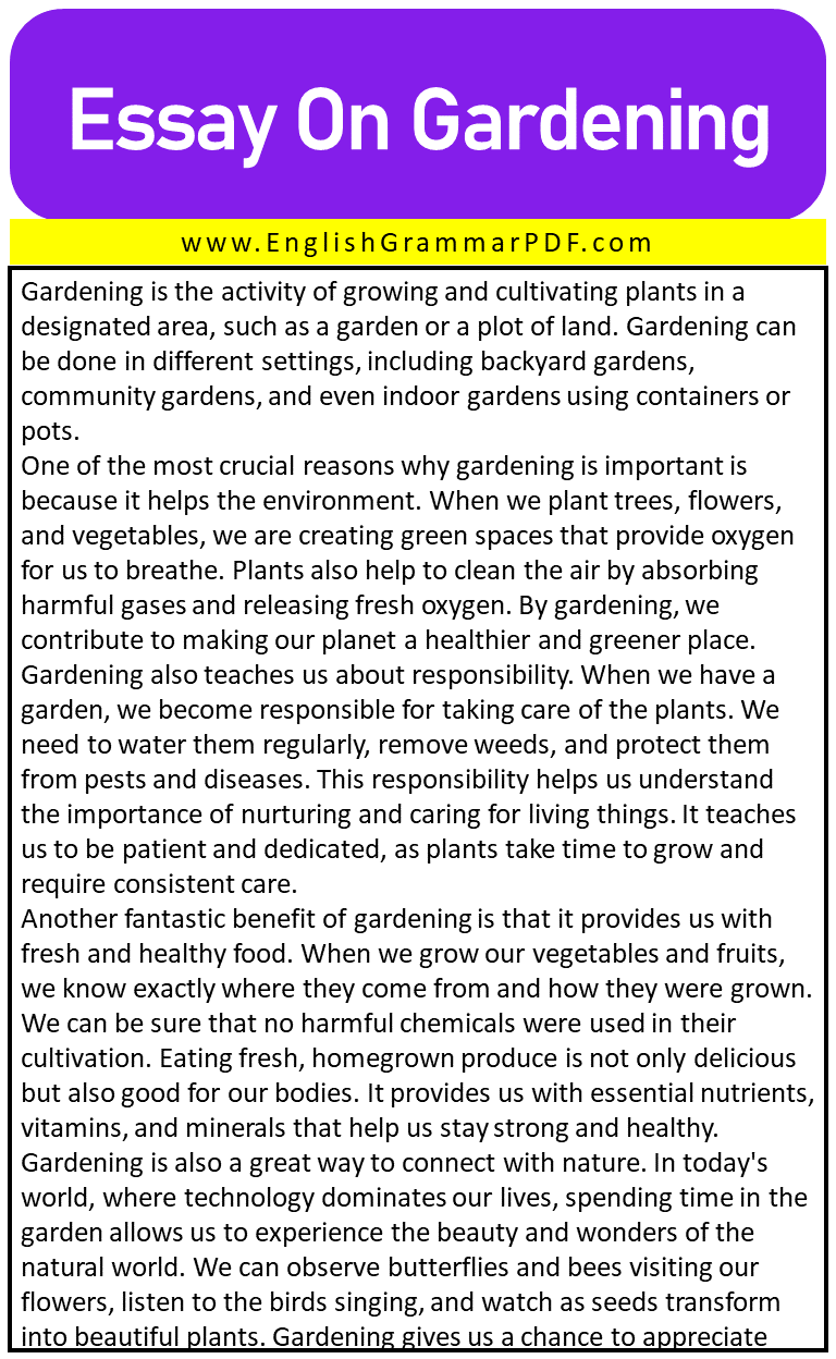 Essay On Gardening 1
