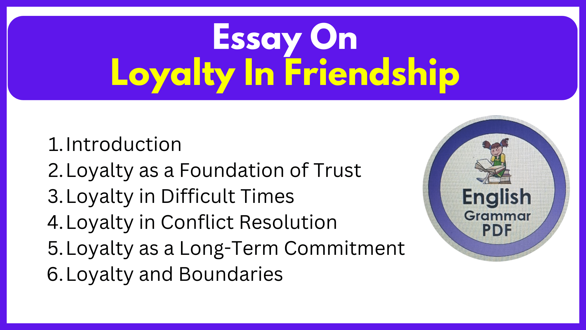 Essay On Loyalty In Friendship