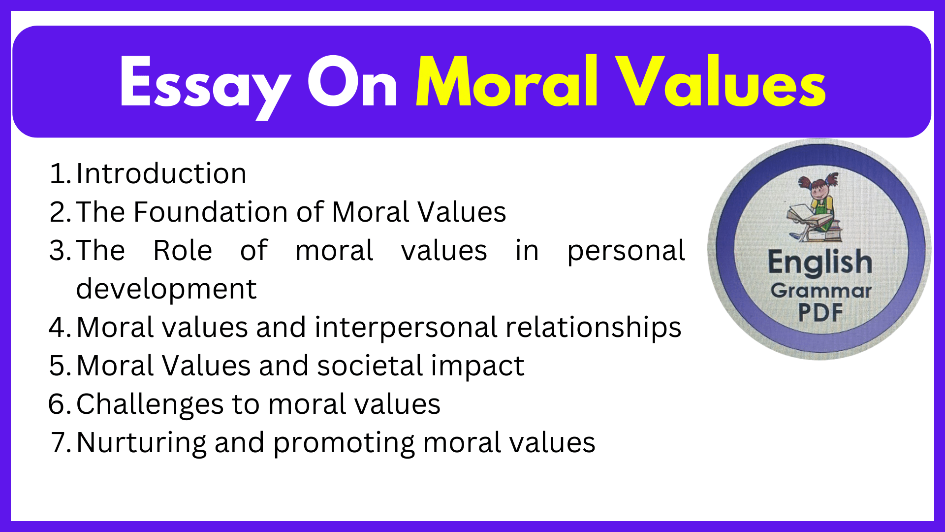 Essay On Moral Values