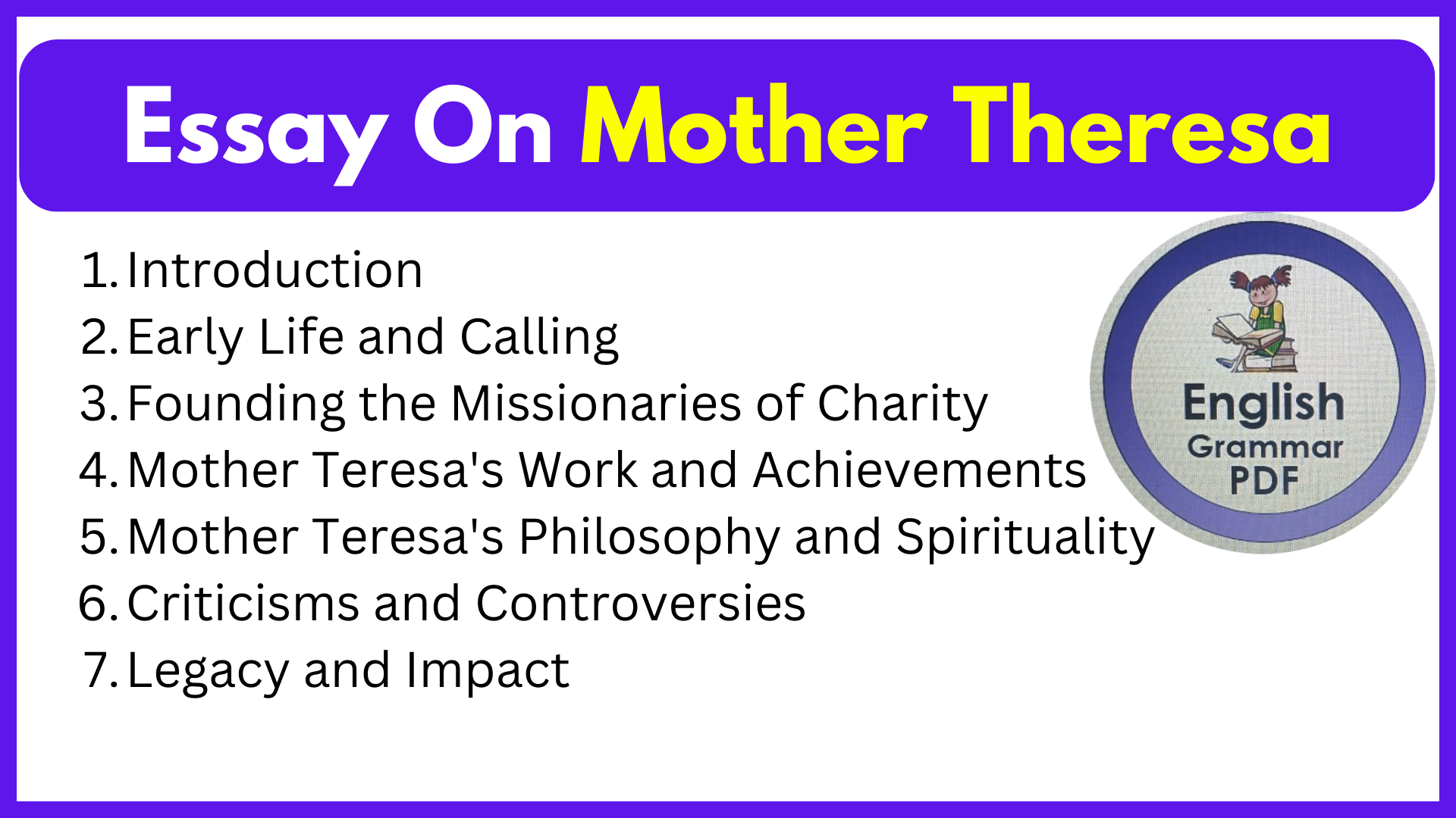 Essay On Mother Theresa