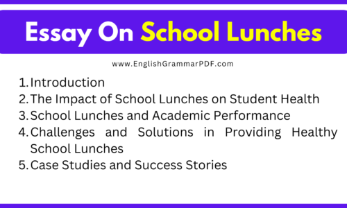 Essay On School Lunches (Free English Essays)