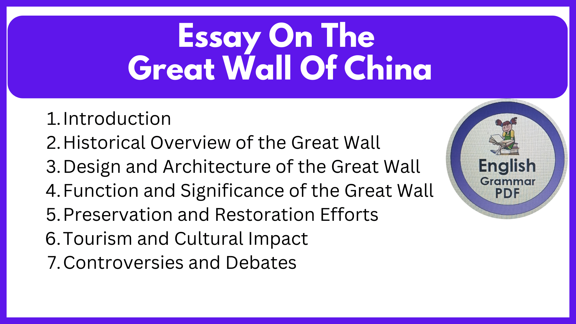 Essay On The Great Wall Of China