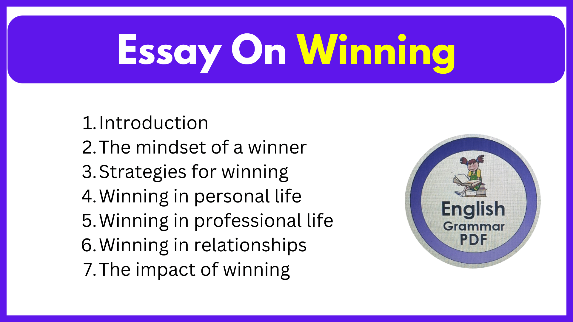 Essay On Winning