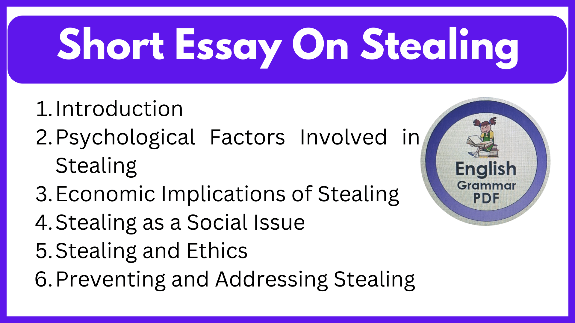 Short Essay On Stealing