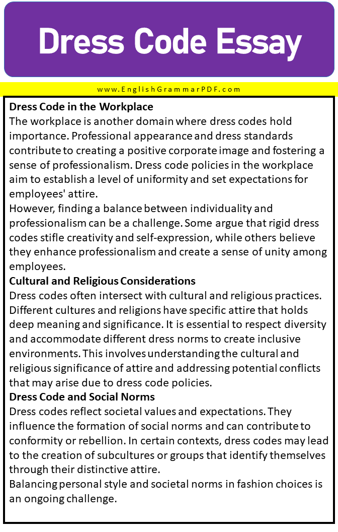 dress code essay 1