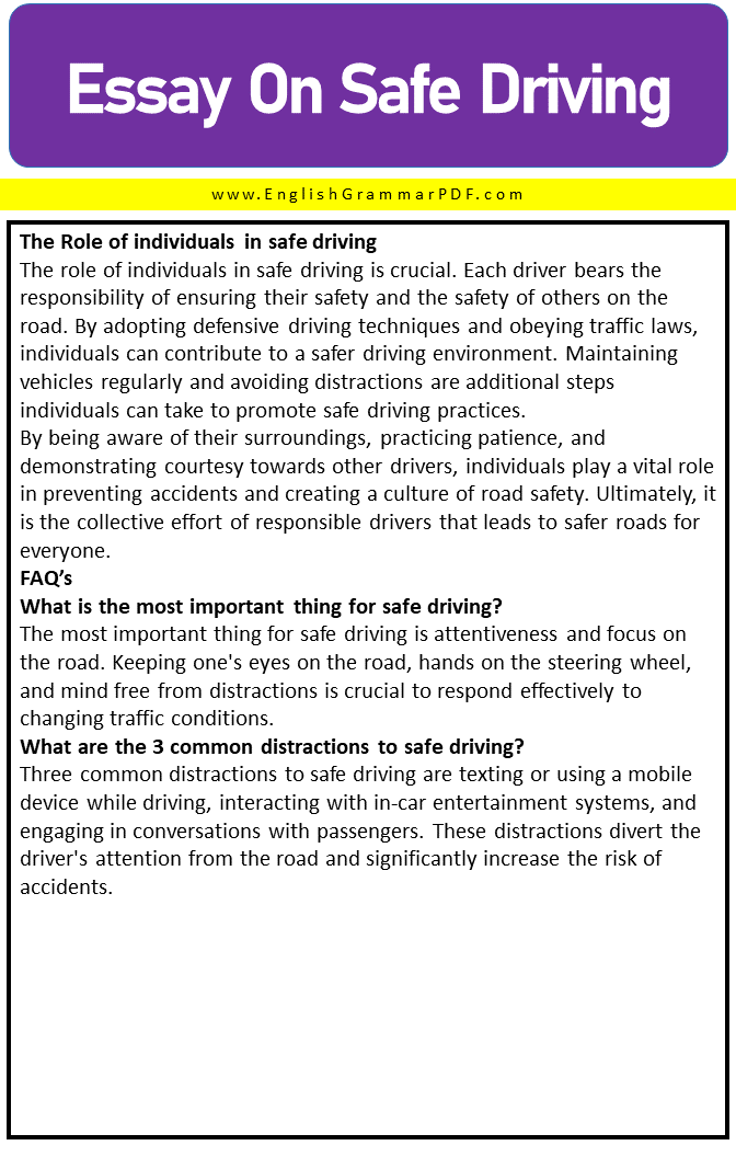 essay on safe driving 4