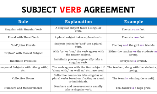 Rules of Subject-Verb Agreement Rules With Examples