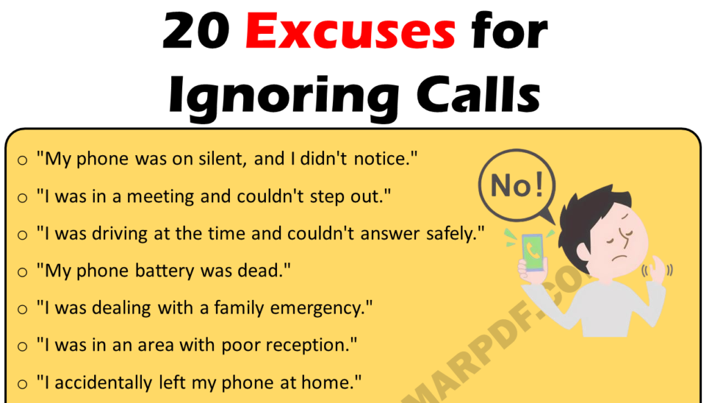 20 Excuses For Ignoring Calls Copy