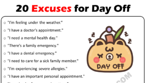 20 Excuses for Day Off Copy