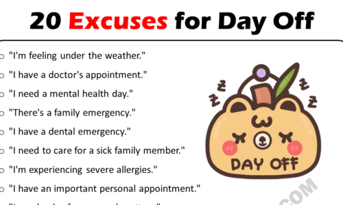 20 Best Excuses For Day Off