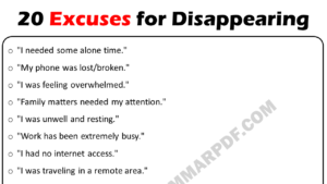 20 Excuses for Disappearing Copy