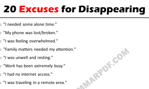 20 Excuses For Disappearing