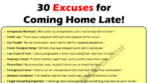 30 Best Excuses For Coming Home Late Copy