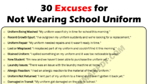 30 Excuses For Not Wearing School Uniform Copy