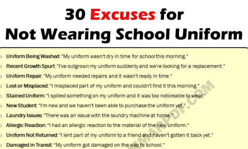 30 Excuses For Not Wearing School Uniform