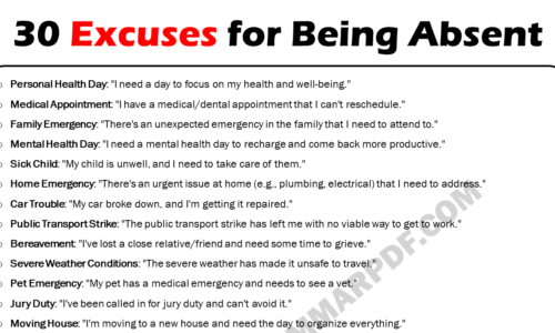 30 Best Excuses For Being Absent