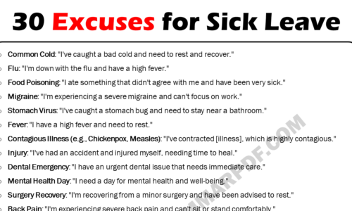 30 Best Excuses For Sick Leave