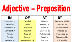 Adjective and Preposition Combinations