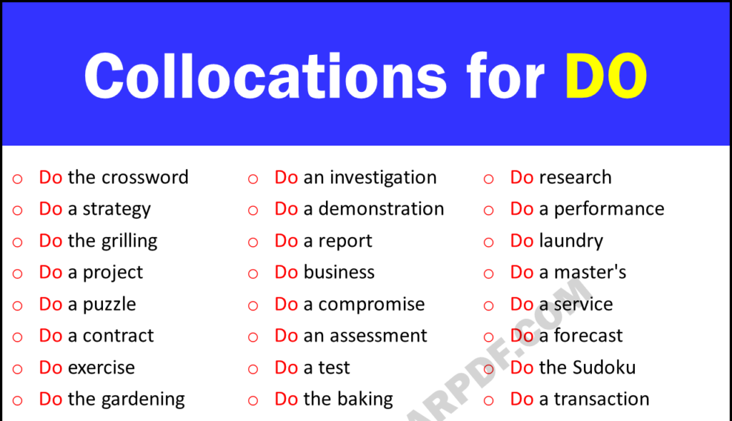 Collocations for DO
