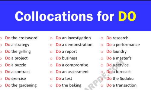 50 Collocations with DO in English