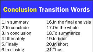 Conclusion Transition Words Copy