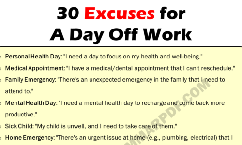 30 Best Excuses For A Day Off Work