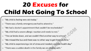 Excuses For Child Not Going To School Copy