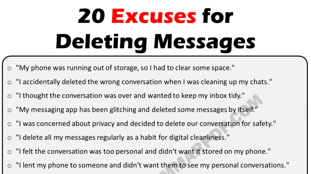 Excuses For Deleting Messages Copy