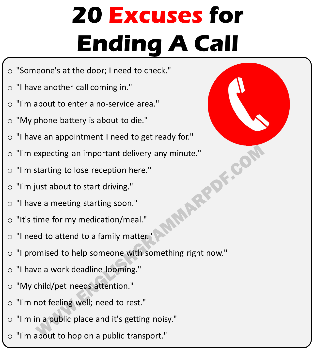 Excuses For Ending A Call