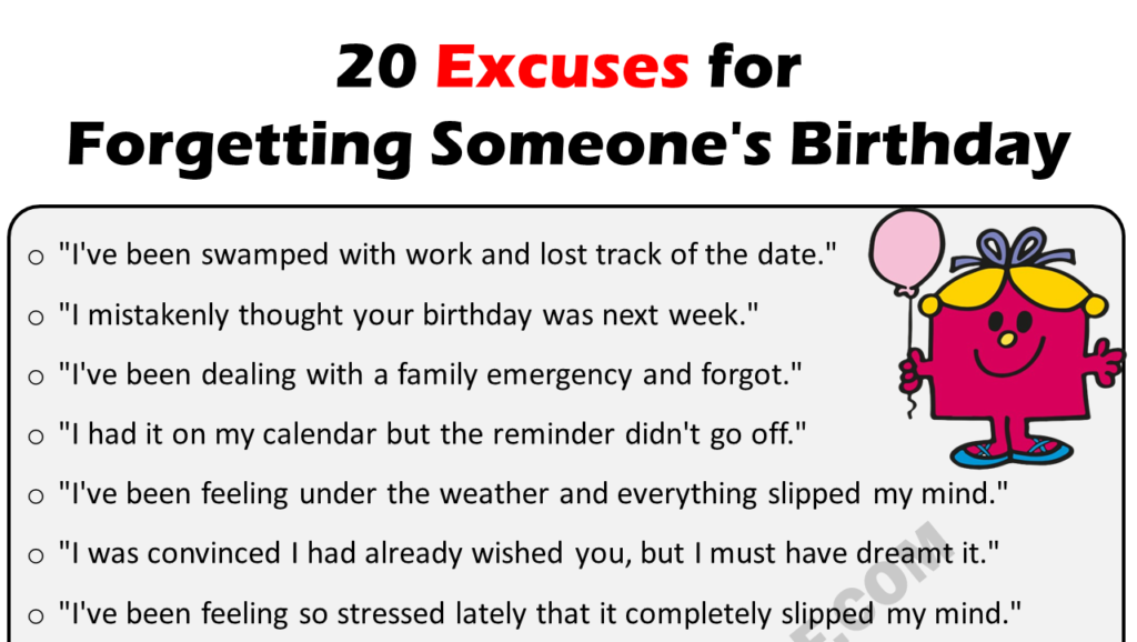 Excuses For Forgetting Someone's Birthday Copy