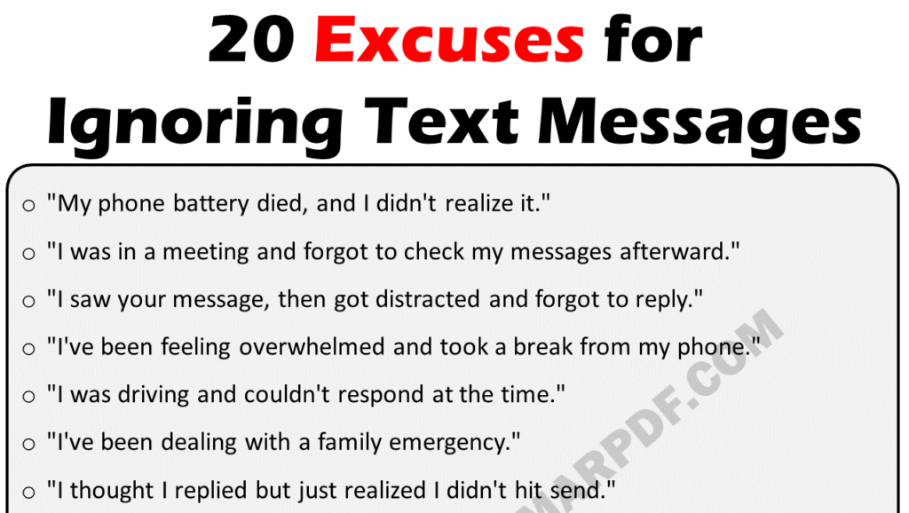 Excuses For Ignoring Text Messages Copy