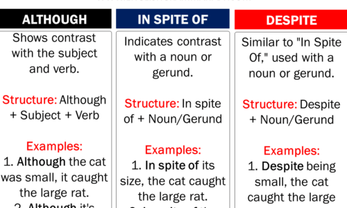 How to Use ALTHOUGH, IN SPITE OF & DESPITE Correctly?