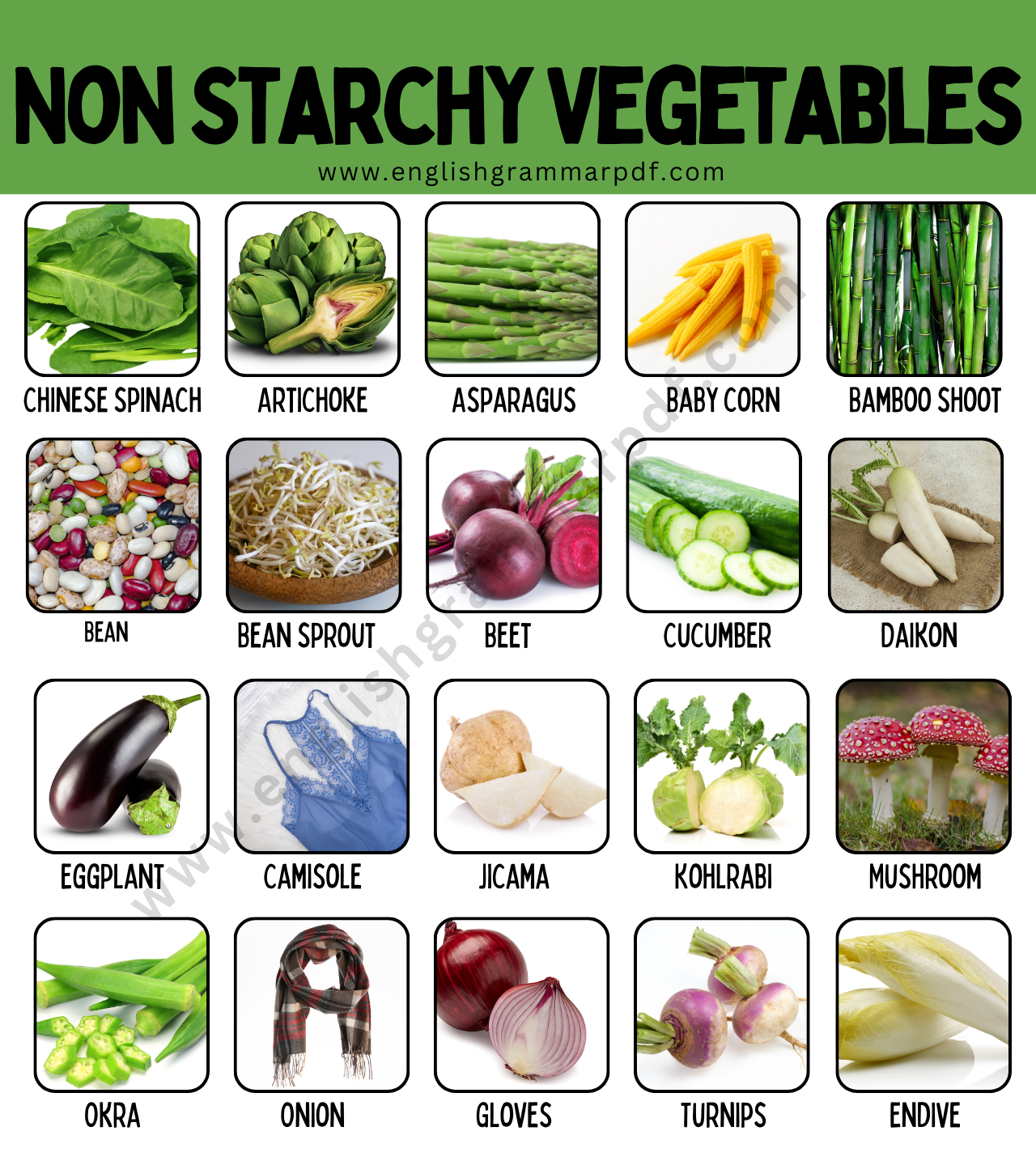 Non Starchy Vegetables list
