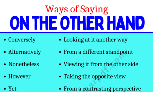 ON THE OTHER HAND (Synonyms and Other Ways to Say)