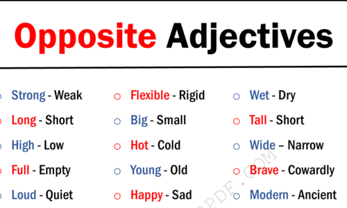 List of Opposites Adjectives in English