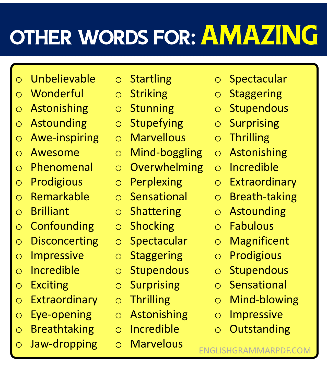 Other Words for AMAZING