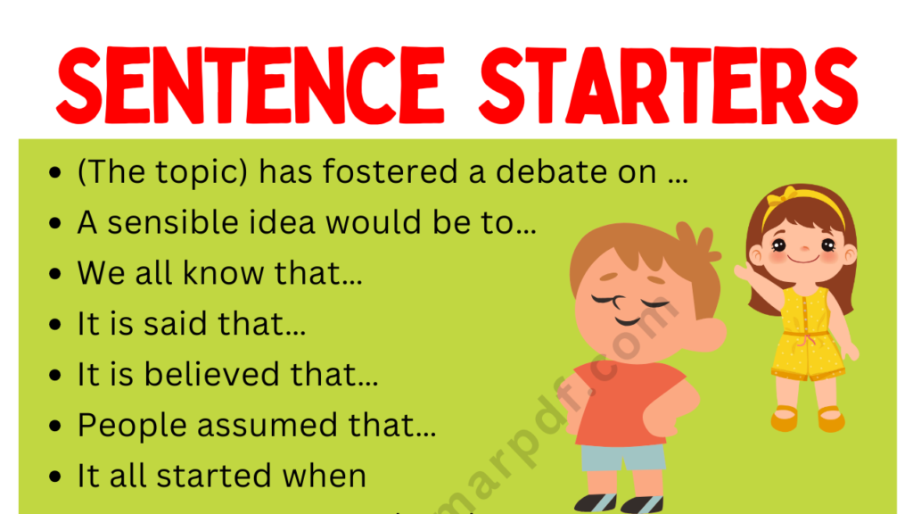 Sentence Starters phrases