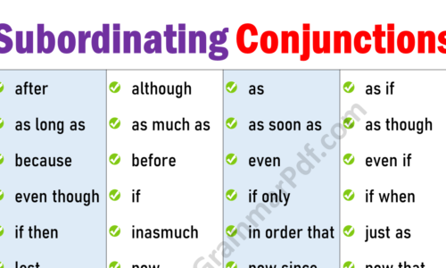 100 Important Subordinating Conjunctions in English