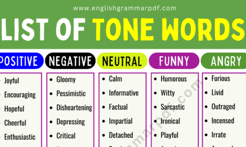 List of Tone Words (Neutral, Funny & Angry Tone Words)