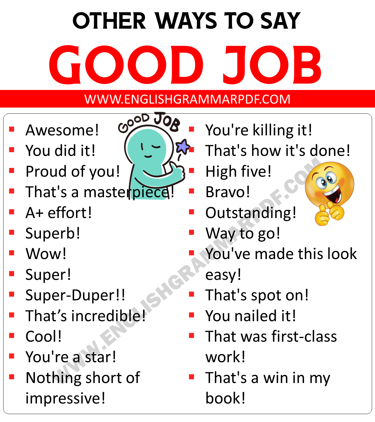 Ways to Say Good Job