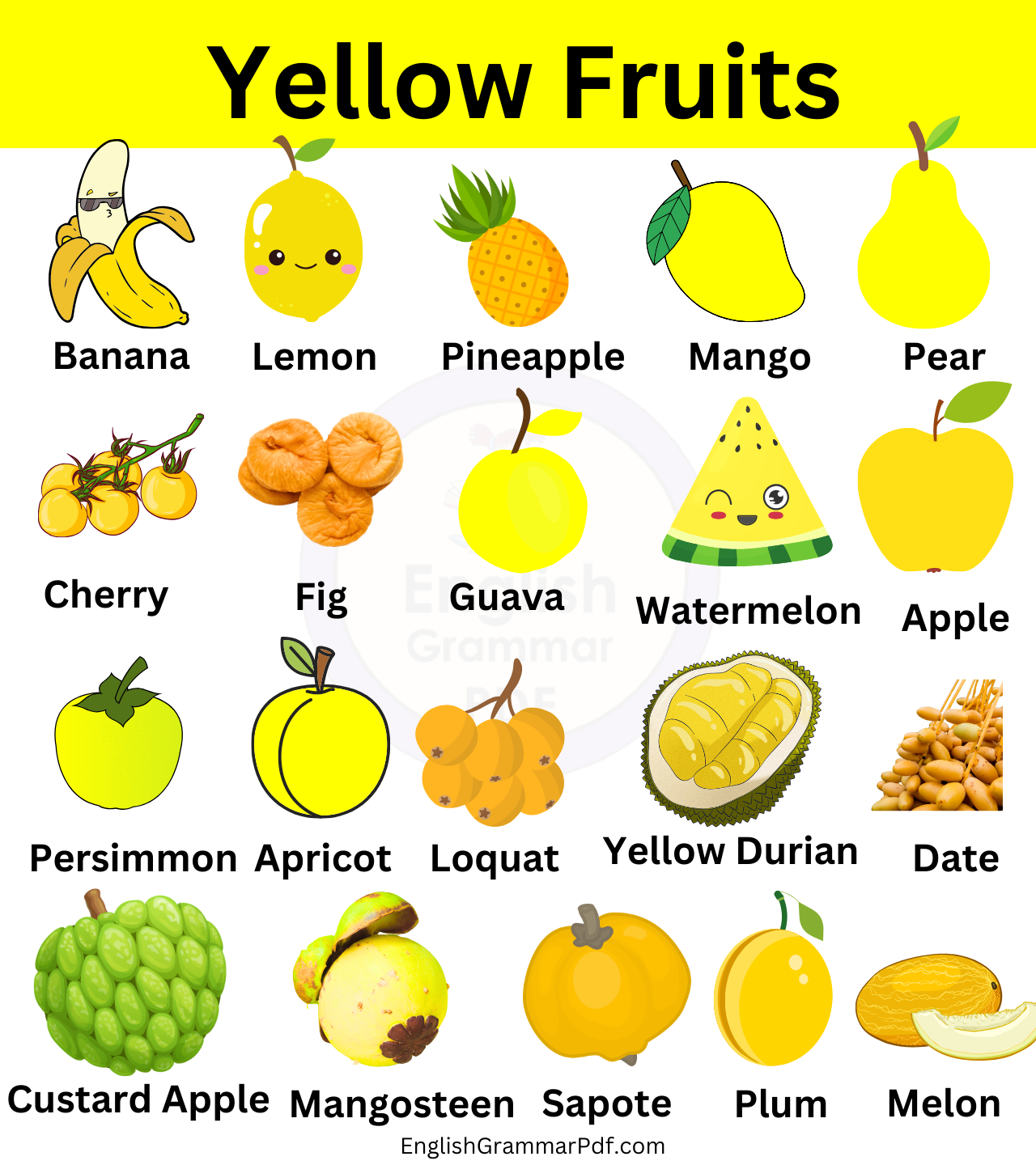 Yellow Fruits names