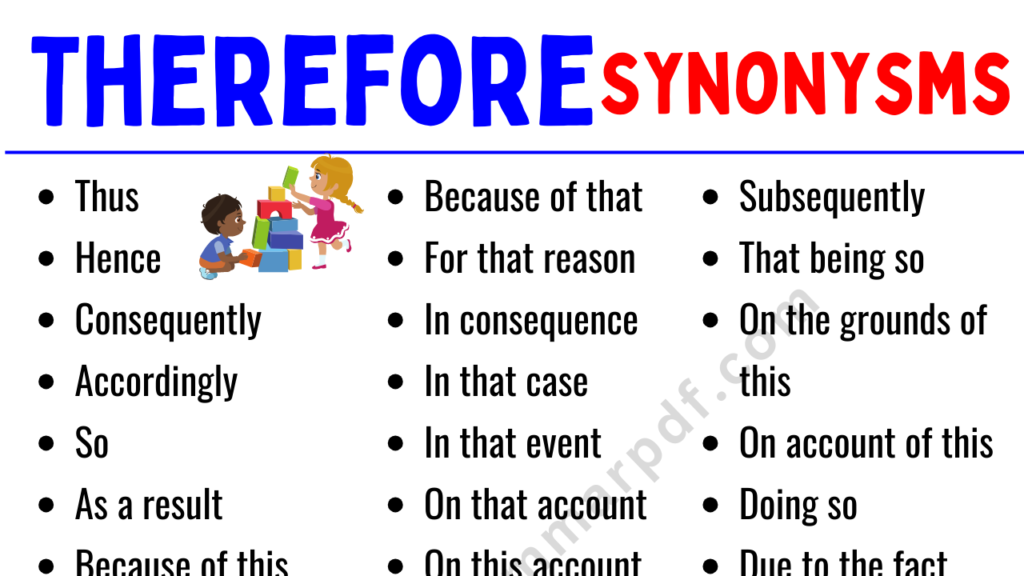 list of Synonyms of THEREFORE