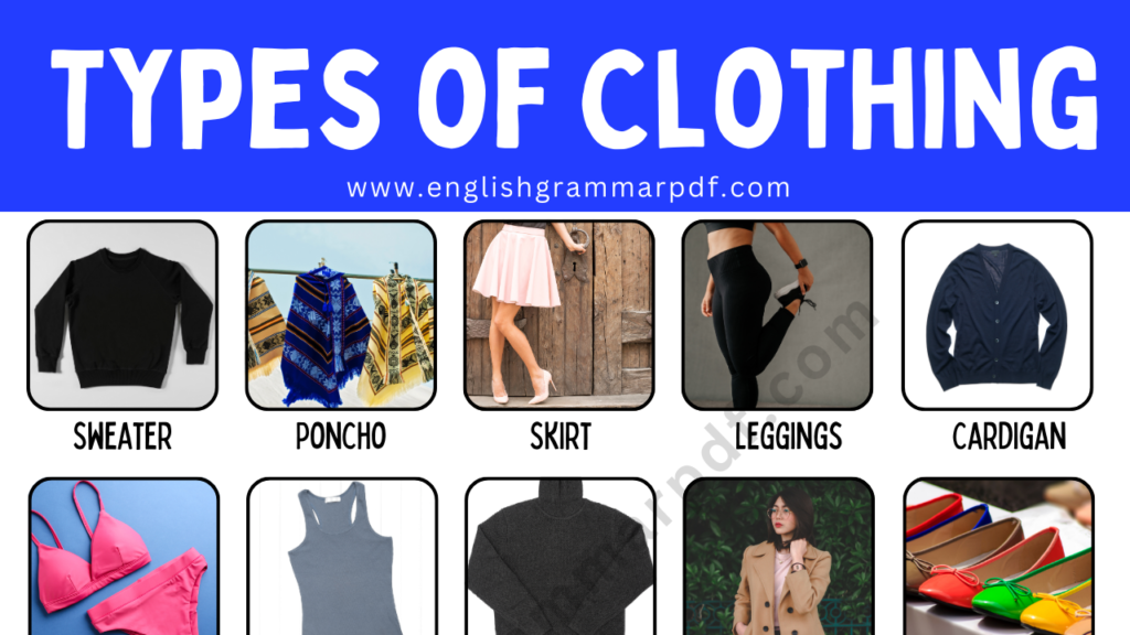 list of different Types of Clothing names