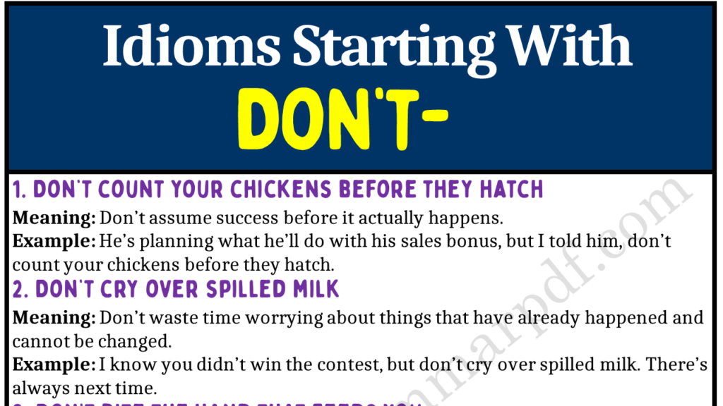10 Idioms Starting with “DON’T” Copy