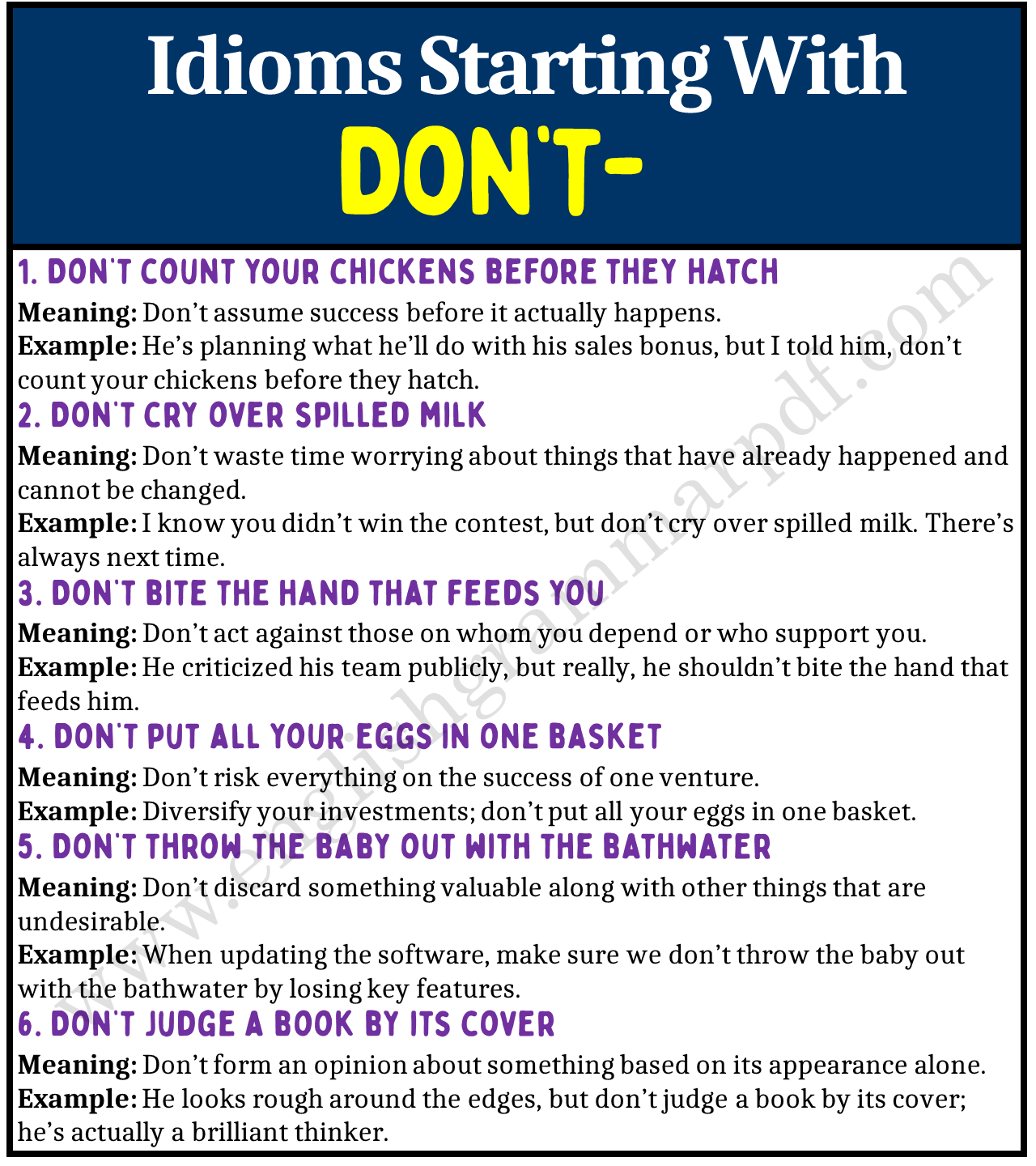 10 Idioms Starting with “DON’T”