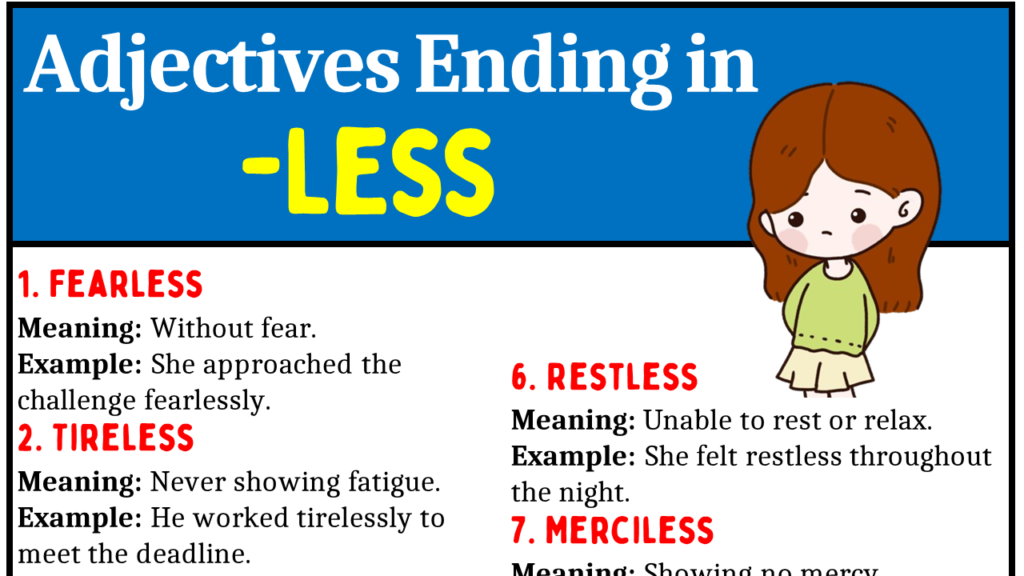 Adjectives Ending in Less Copy