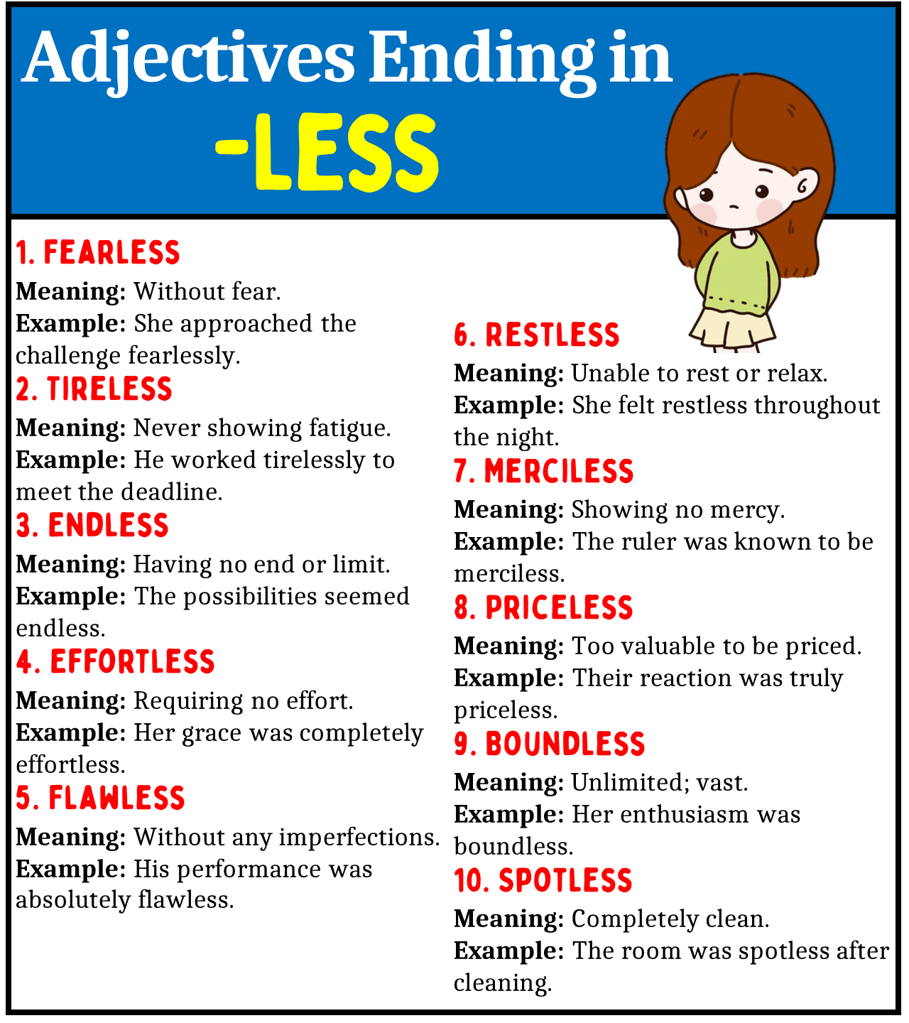 Adjectives Ending in Less