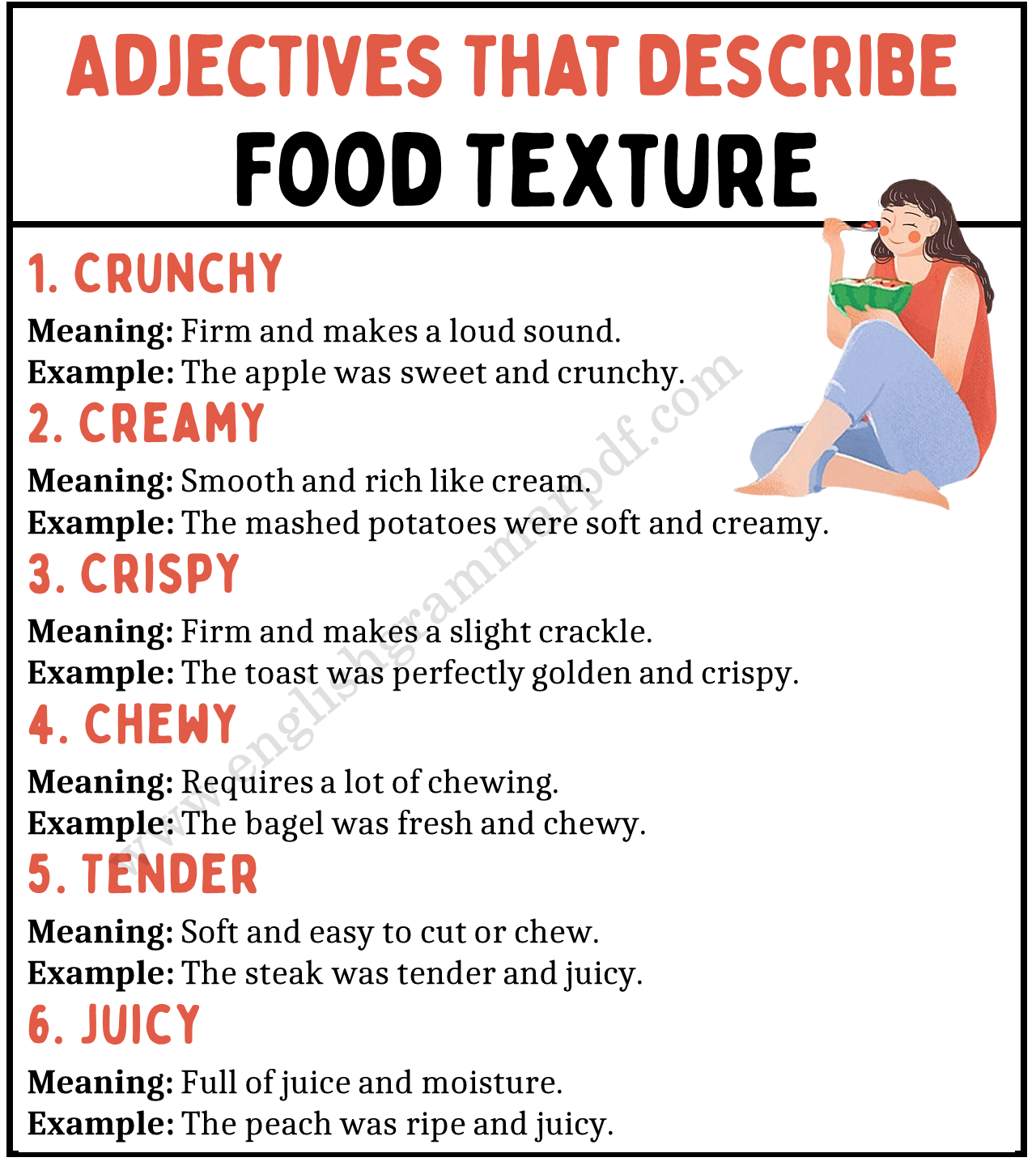 Adjectives that Describe Food Texture